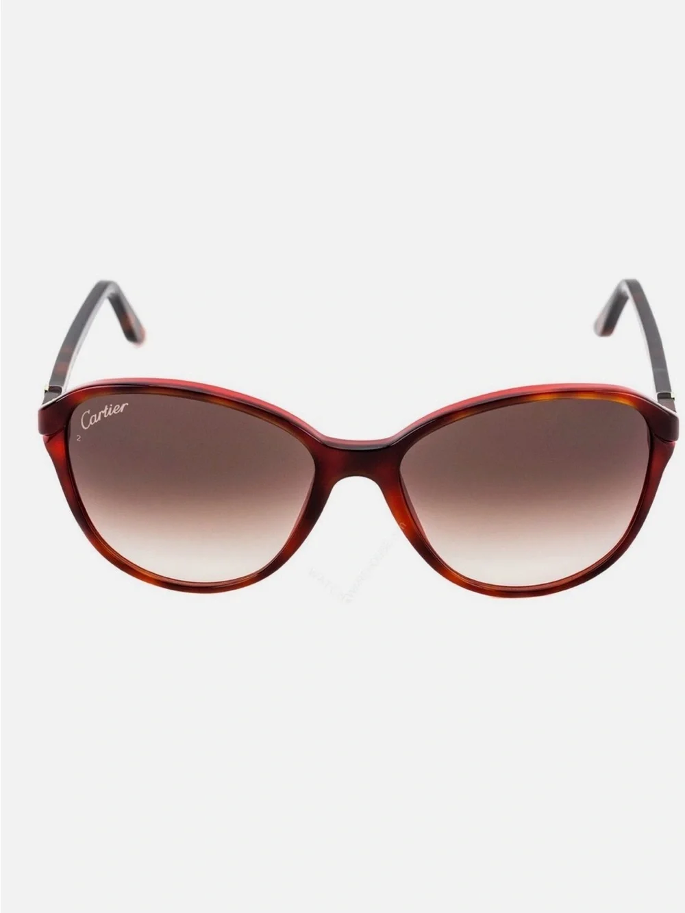 NWOT Cartier Women's Tortoise & Red Frame Sunglasses with Brown Gradient Lenses